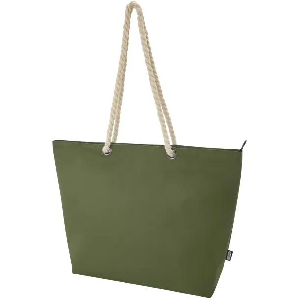 Panama GRS recycled beach cooler tote bag with cord handles 23L Olive