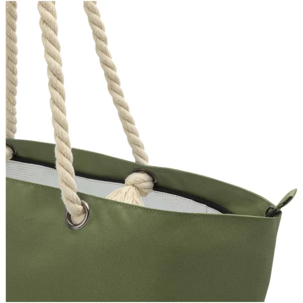 Panama GRS recycled beach cooler tote bag with cord handles 23L Olive
