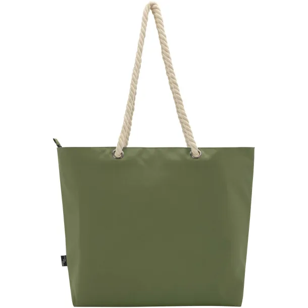 Panama GRS recycled beach cooler tote bag with cord handles 23L Olive