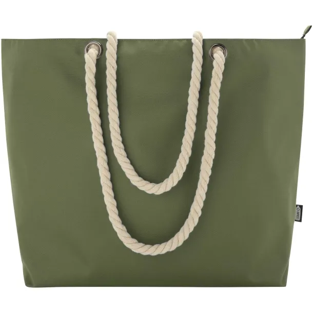Panama GRS recycled beach cooler tote bag with cord handles 23L Olive