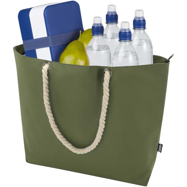 Panama GRS recycled beach cooler tote bag with cord handles 23L Olive