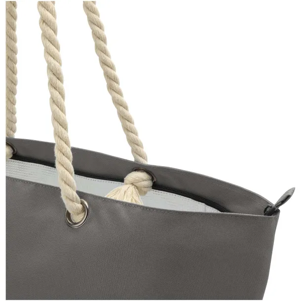 Panama GRS recycled beach cooler tote bag with cord handles 23L Grey