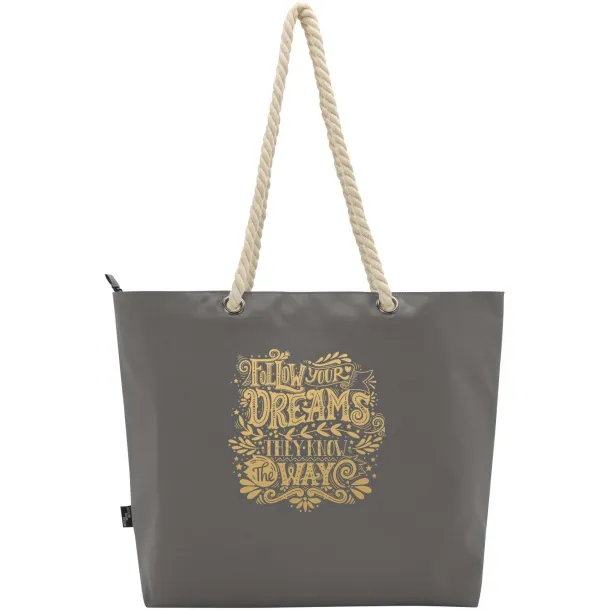 Panama GRS recycled beach cooler tote bag with cord handles 23L Grey