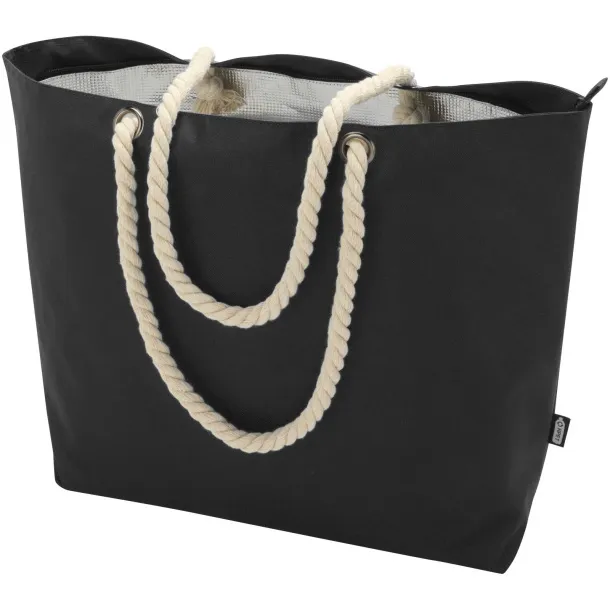 Panama GRS recycled beach cooler tote bag with cord handles 23L Crna