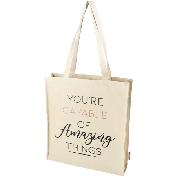 Florida 270 g/m² GRS recycled gusset tote bag 14L Natural