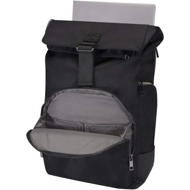 Rhine GRS reciklirani rolltop 15” laptop ruksak, 18L Crna