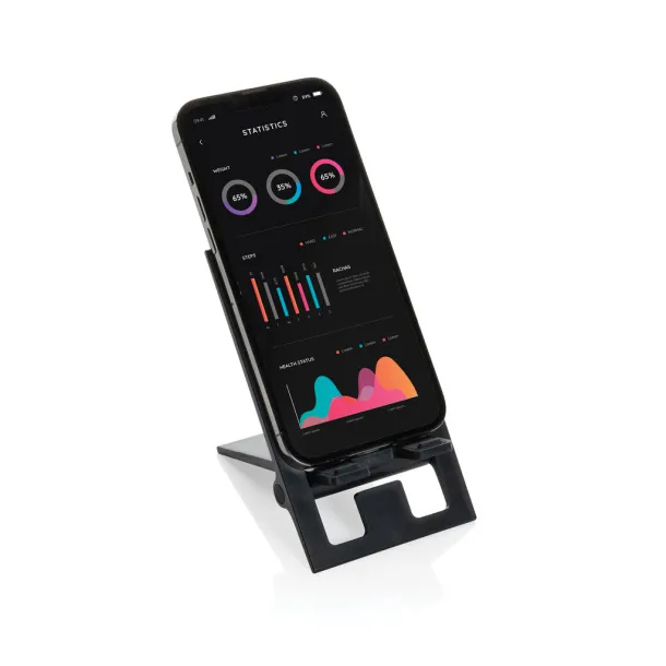 SnapStand sklopivi stalak za mobitel od RCS reciklirane plastike - XD Collection Crna 