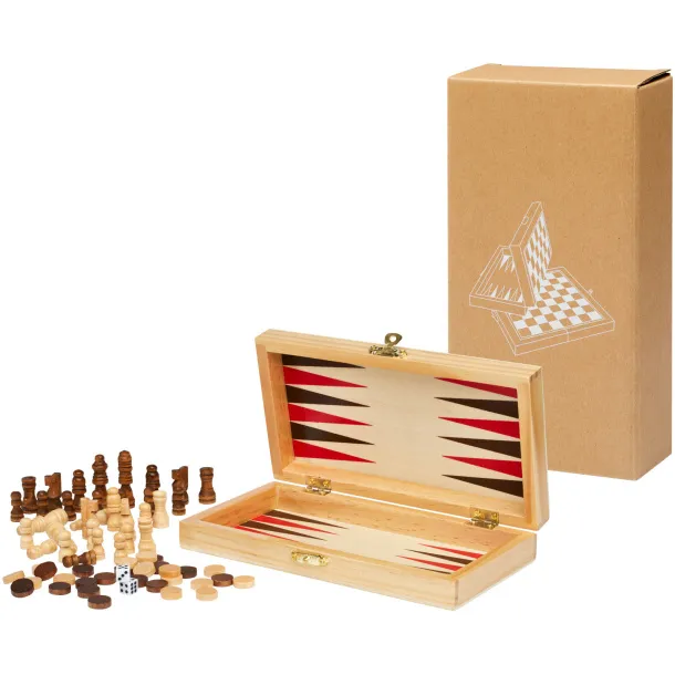 Mugo 3-in-1 wooden game set Natural