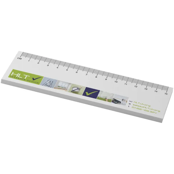 Sticky-Mate® reciklirani samoljepljivi papirići s otisnutim ravnalom od 15 cm Bijela