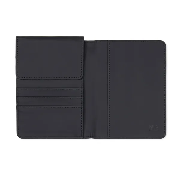 VINGA Baltimore RCS recycled polyester RFID passport cover - Vinga Crna