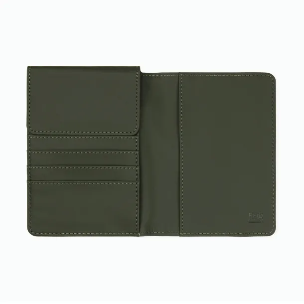 VINGA Baltimore RCS recycled polyester RFID passport cover - Vinga Green 