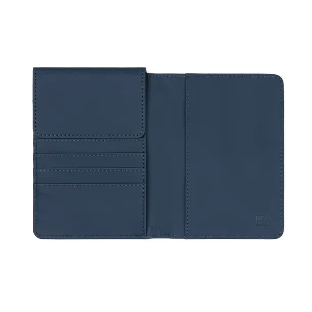VINGA Baltimore RCS recycled polyester RFID passport cover - Vinga navy