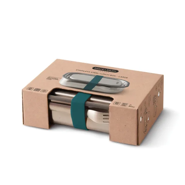 Black+Blum Stainless Steel Lunch Box Large - Black & Blum turquoise 