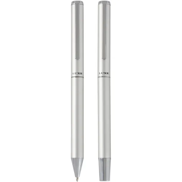 Lucetto poklon set od reciklirane aluminijske kemijske i roller olovke (crna tinta) - Luxe Srebrna