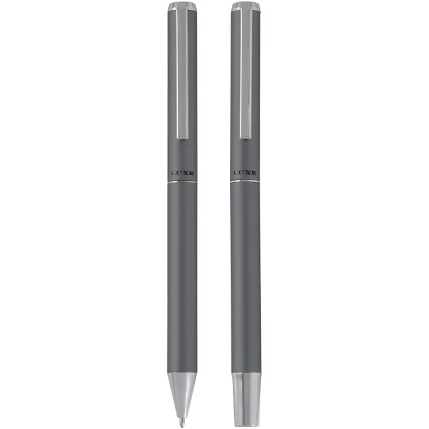 Lucetto poklon set od reciklirane aluminijske kemijske i roller olovke (crna tinta) - Luxe Siva