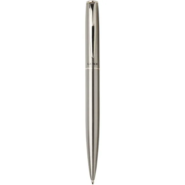 Didimis recycled stainless steel ballpoint and rollerball pen set (black ink) - Luxe Silver