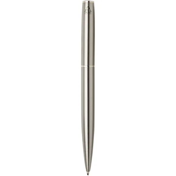 Didimis recycled stainless steel ballpoint and rollerball pen set (black ink) - Luxe Silver