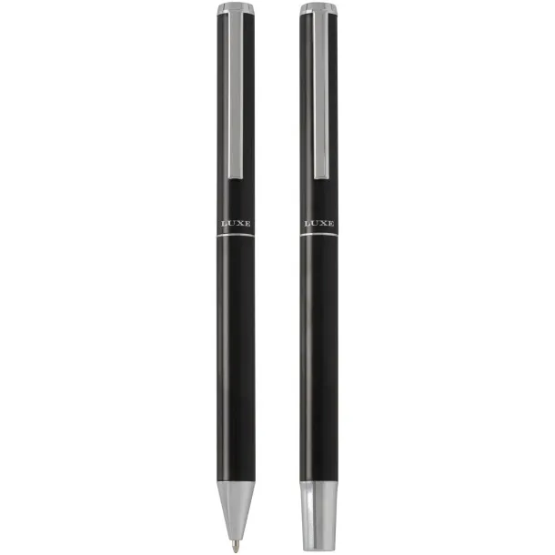 Lucetto poklon set od reciklirane aluminijske kemijske i roller olovke (crna tinta) - Luxe Solid black