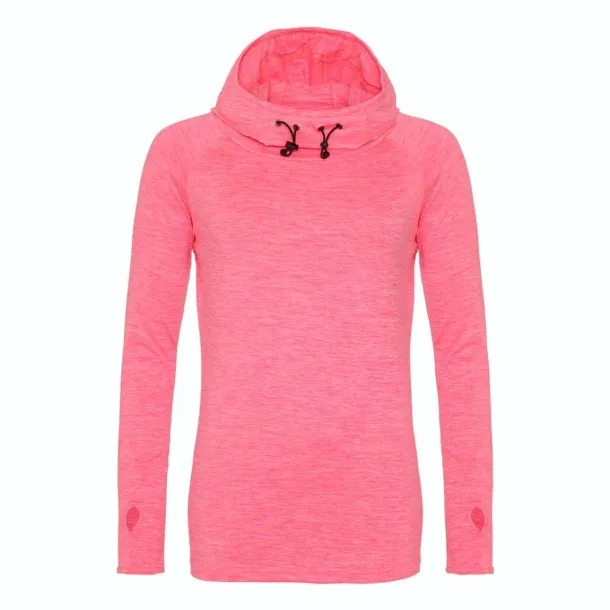 COOL ženski hoodie s višim ovratnikom, 210 g/m2 - Just Cool Electric Pink Melange
