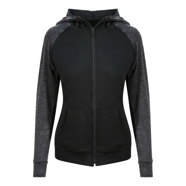 COOL ženski kontrastni hoodie s patentom, 240 g/m2 - Just Cool Crna Black Slate Melange