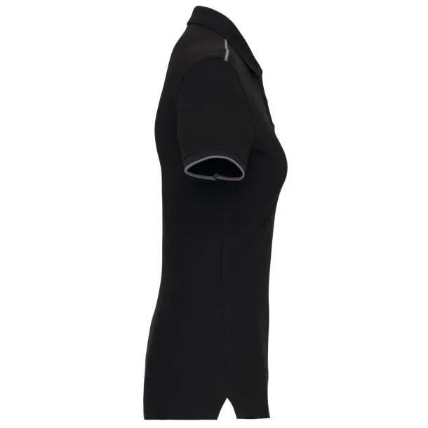  LADIES' SHORT-SLEEVED CONTRASTING DAYTODAY POLO SHIRT - Designed To Work Black Vino