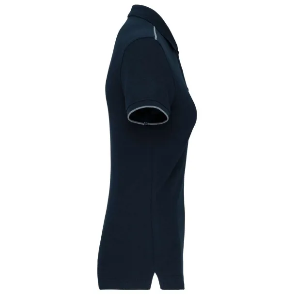  LADIES' SHORT-SLEEVED CONTRASTING DAYTODAY POLO SHIRT - Designed To Work Navy Vino