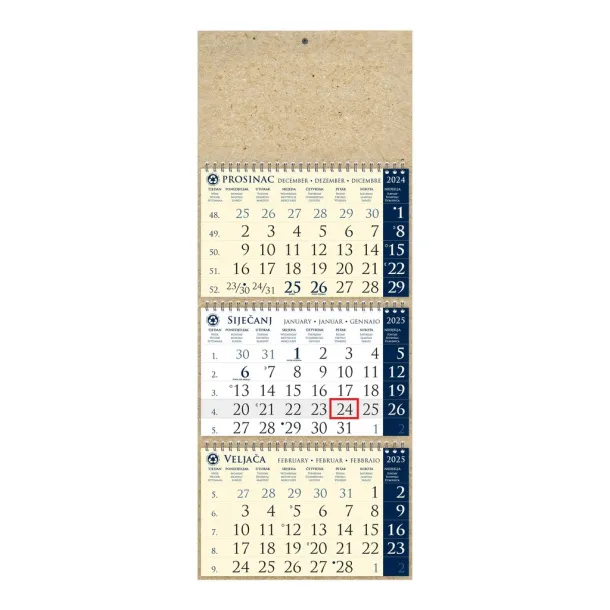  Three-part calendar SIRIO EKO DARK BLUE, spiral bound Plava