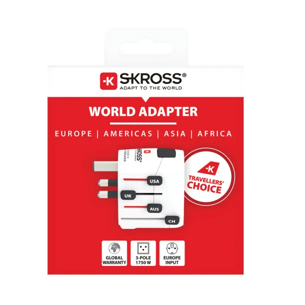 SKROSS Pro 3-polni adapter za putovanje po svijetu - Skross Bijela 
