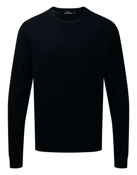  MEN'S CREW NECK COTTON RICH KNITTED SWEATER - Premier Black