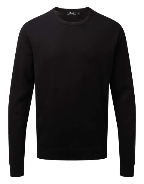  MEN'S CREW NECK COTTON RICH KNITTED SWEATER - Premier Black