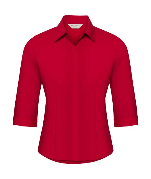  Ženska poplin košulja s 3/4 rukavima - Russell  Classic Red