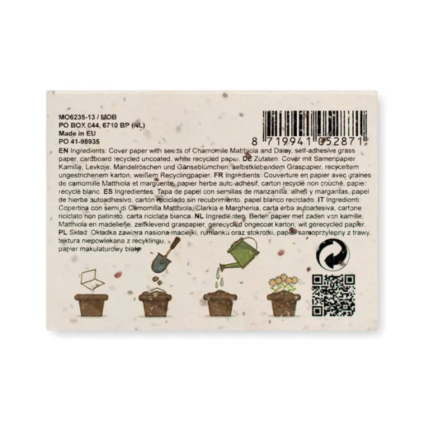 GROW ME Grass seed paper memo set White