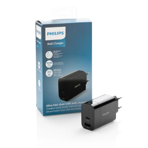  Philips 30W ultra fast PD wall charger - Philips Black 