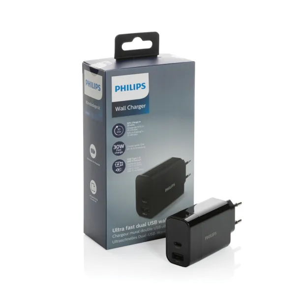  Philips 30W ultra fast PD wall charger - Philips Black 