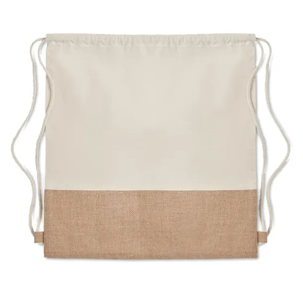 INDIA Drawstring bag w/ jute details Beige