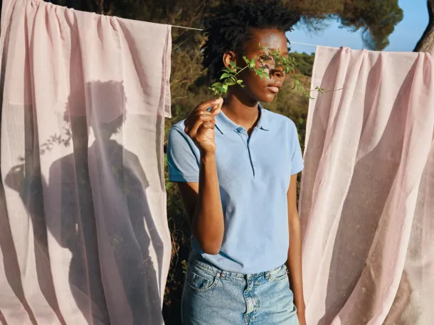 Iqoniq Yosemite women recycled cotton pique polo - iqoniq sky blue