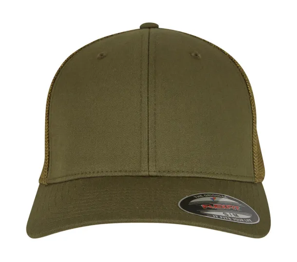  Mesh Cotton Twill Trucker Cap - 6 panels - Flexfit Moos Green