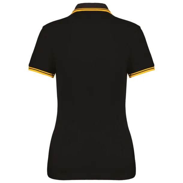  LADIE'S SHORT-SLEEVED POLOSHIRT WITH CONTRASTING PIPING - Kariban Black Yellow