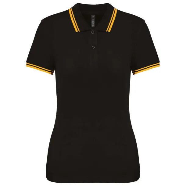  LADIE'S SHORT-SLEEVED POLOSHIRT WITH CONTRASTING PIPING - Kariban Black Yellow