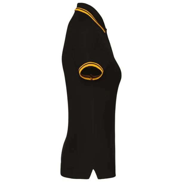  LADIE'S SHORT-SLEEVED POLOSHIRT WITH CONTRASTING PIPING - Kariban Black Yellow