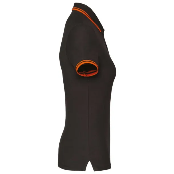  LADIE'S SHORT-SLEEVED POLOSHIRT WITH CONTRASTING PIPING - Kariban Tamno siva Orange