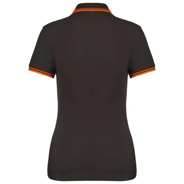  LADIE'S SHORT-SLEEVED POLOSHIRT WITH CONTRASTING PIPING - Kariban Tamno siva Orange