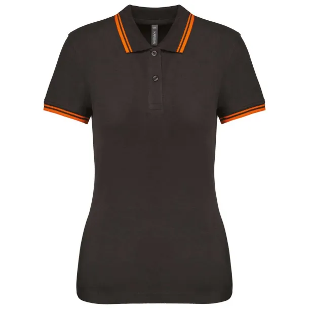  LADIE'S SHORT-SLEEVED POLOSHIRT WITH CONTRASTING PIPING - Kariban Tamno siva Orange