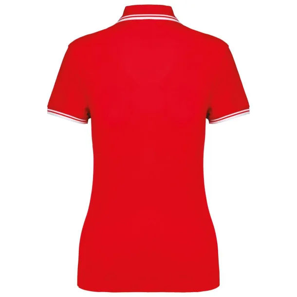  LADIE'S SHORT-SLEEVED POLOSHIRT WITH CONTRASTING PIPING - Kariban Red White