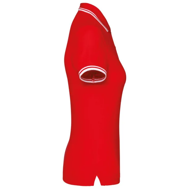  Ženska polo majica s kontrastnim obrubom - Kariban Crvena Bijela