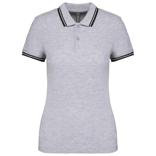  Ženska polo majica s kontrastnim obrubom, 180 g/m2 - Kariban Oxford Grey Crna