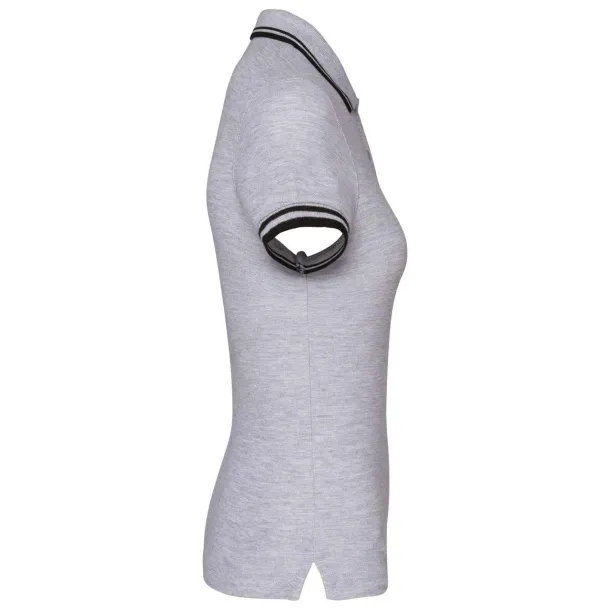  LADIE'S SHORT-SLEEVED POLOSHIRT WITH CONTRASTING PIPING - Kariban Oxford Grey Black