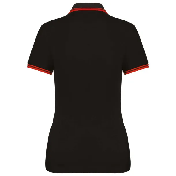  LADIE'S SHORT-SLEEVED POLOSHIRT WITH CONTRASTING PIPING - Kariban Black Red