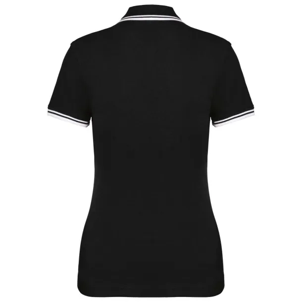  LADIE'S SHORT-SLEEVED POLOSHIRT WITH CONTRASTING PIPING - Kariban Black White