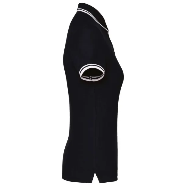  LADIE'S SHORT-SLEEVED POLOSHIRT WITH CONTRASTING PIPING - Kariban Black White